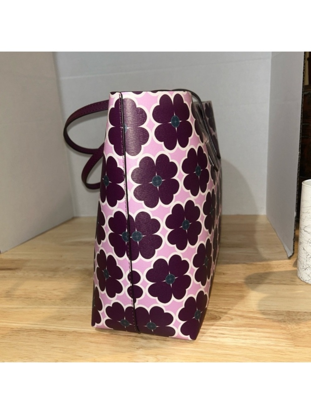 Floral Print Purple Tote Bag - Picture 8 of 15